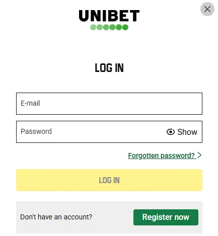 Anmeldung im UNIBET ÖSTERREICH
